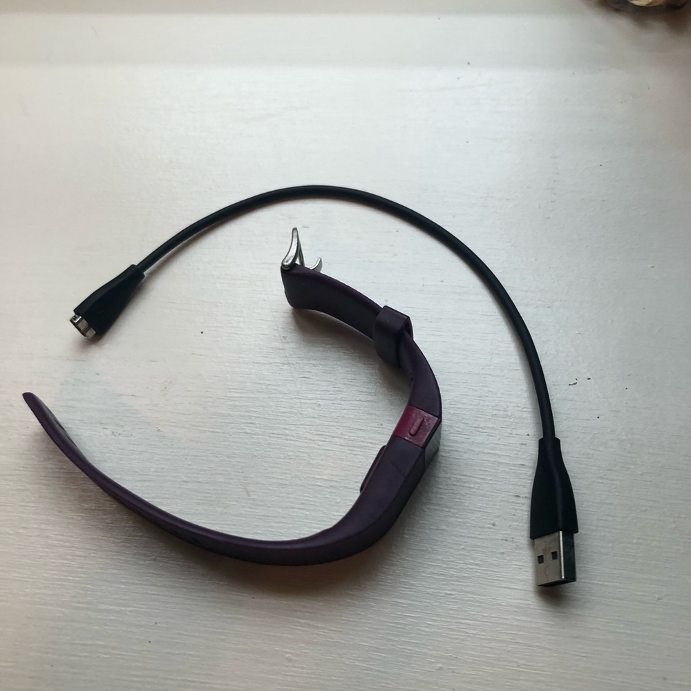 purple fitbit with charger